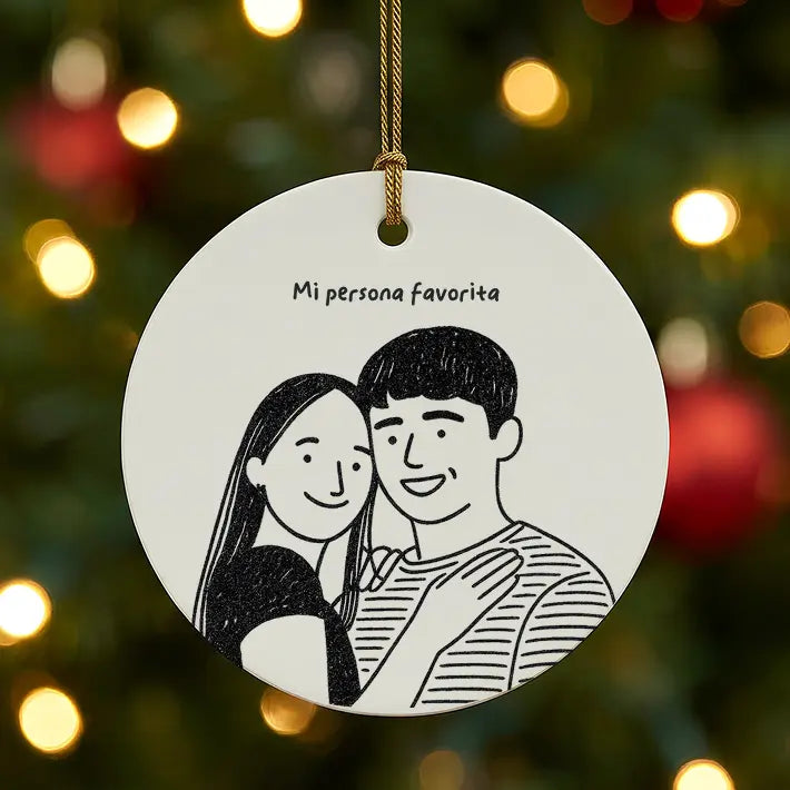 Adorno navideño personalizado con dibujo minimalista