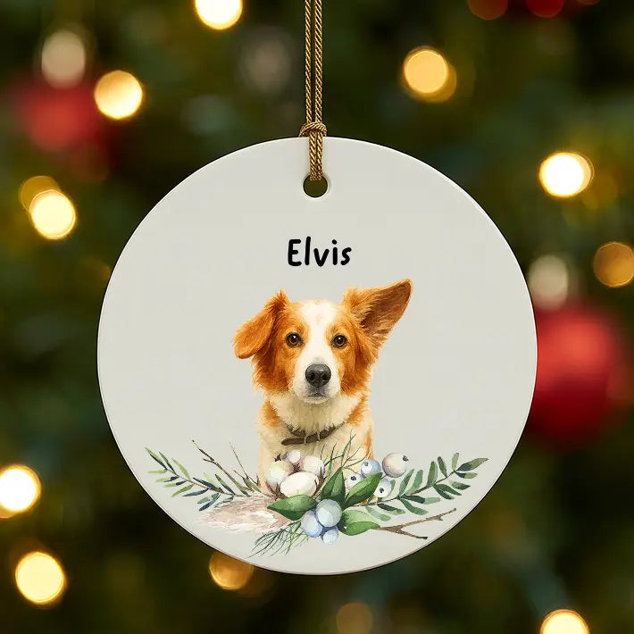Adorno navideño personalizado de mascotas con nombre