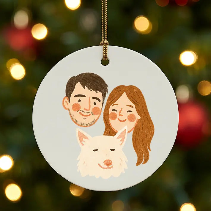 Adorno navideño personalizado con retrato kawaii
